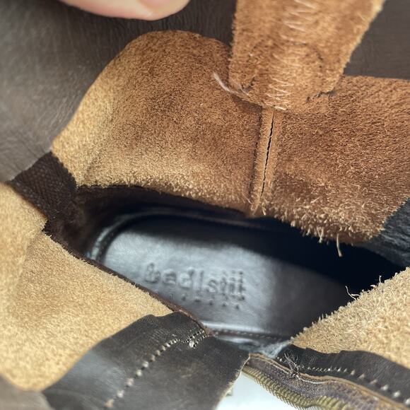 BED STU Roma Harness Ankle Boots Women's 10 Brown Distressed Leather Moto Biker - Picture 12 of 15